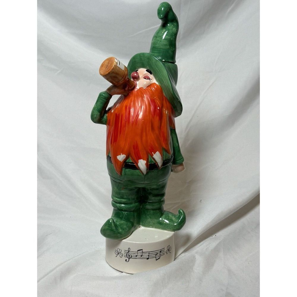 Vintage Ceramic Leprechaun‎ Figurine Music Note Base St Patrick's Day Decor